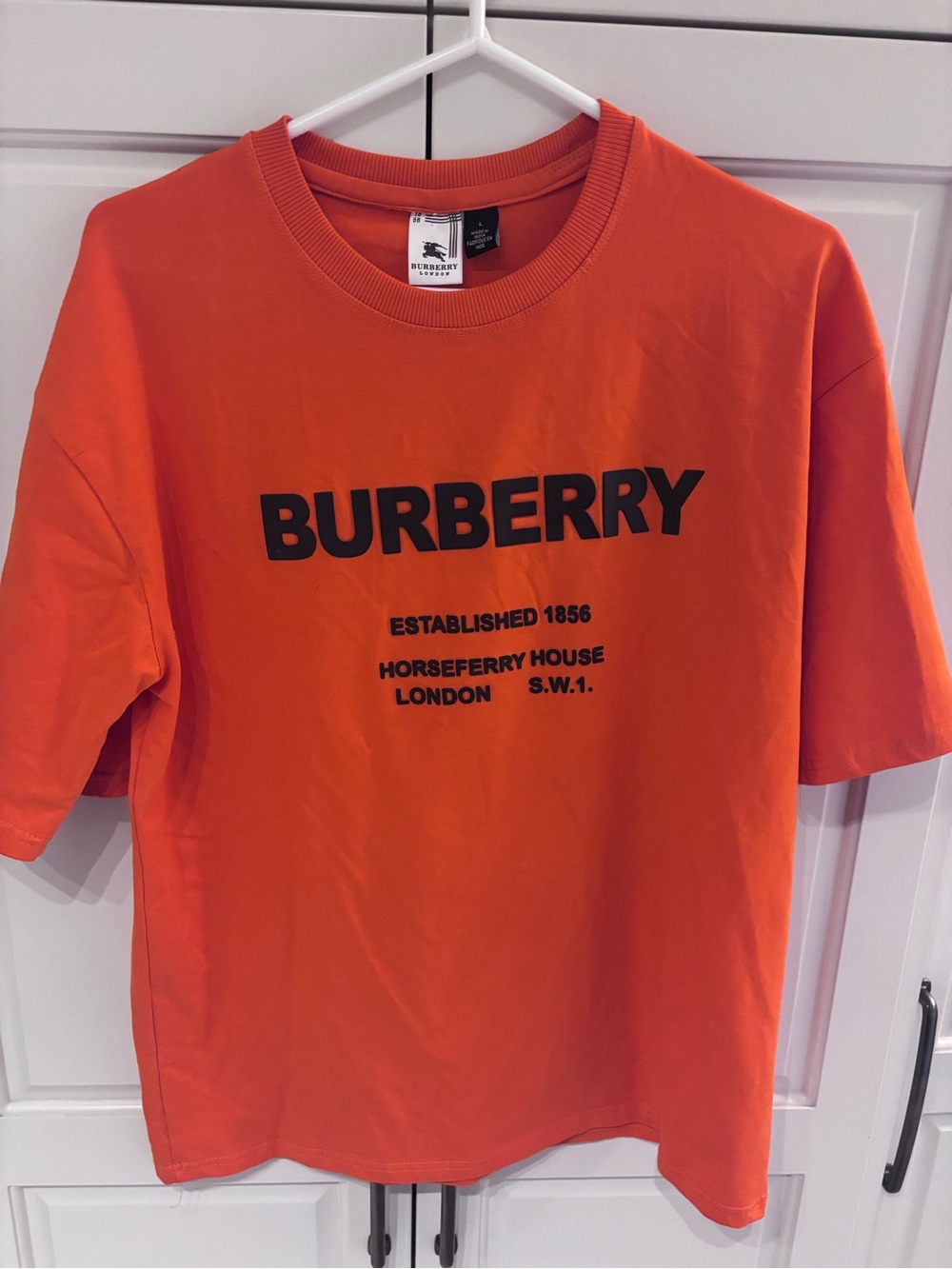 Burberry London Horseferry Logo Orange T-Shirt Men’s L 56 Graphic Tee